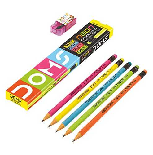 DOMS NEON RUBBER TIPPED PENCIL 6Rs